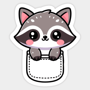 Cute Kawaii Raccoon In A Pocket Sticker